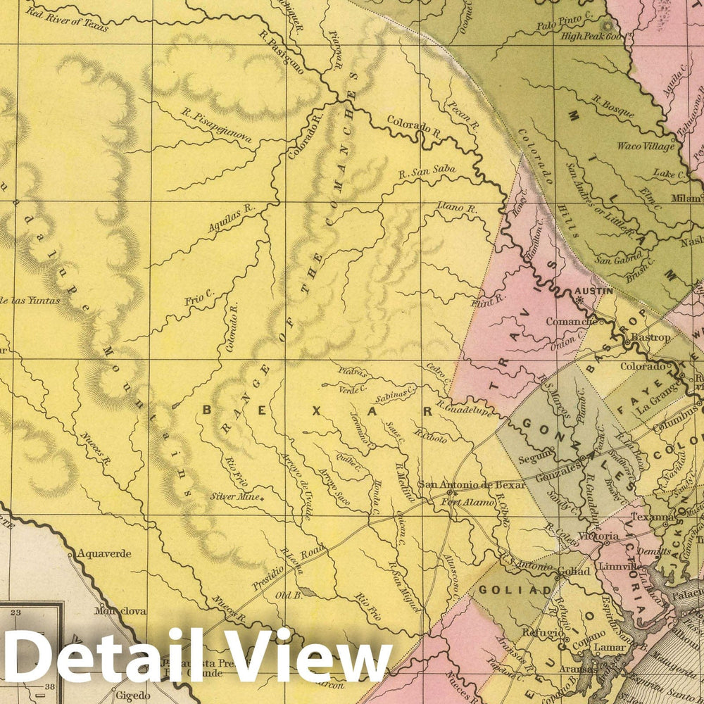 Historic Map : 1845 Texas. - Vintage Wall Art