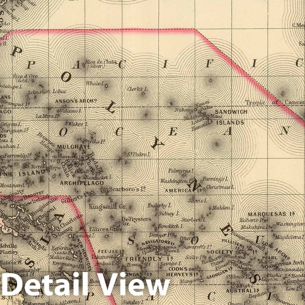 Historic Map : 1886 Oceanica, Sandwich Islands. - Vintage Wall Art