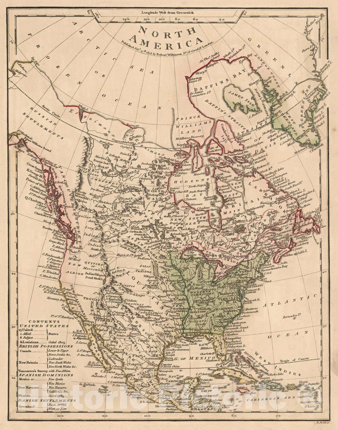 Historic Map : 1808 North America. v2 - Vintage Wall Art