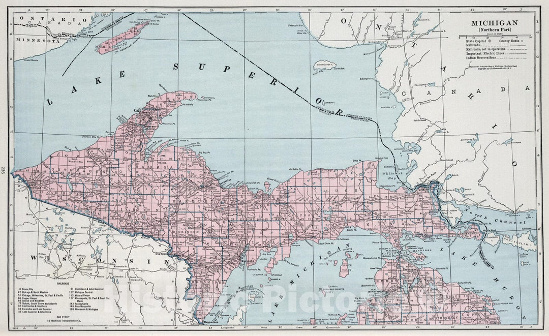 Historic Map : 1948 Michigan (Northern Part). - Vintage Wall Art