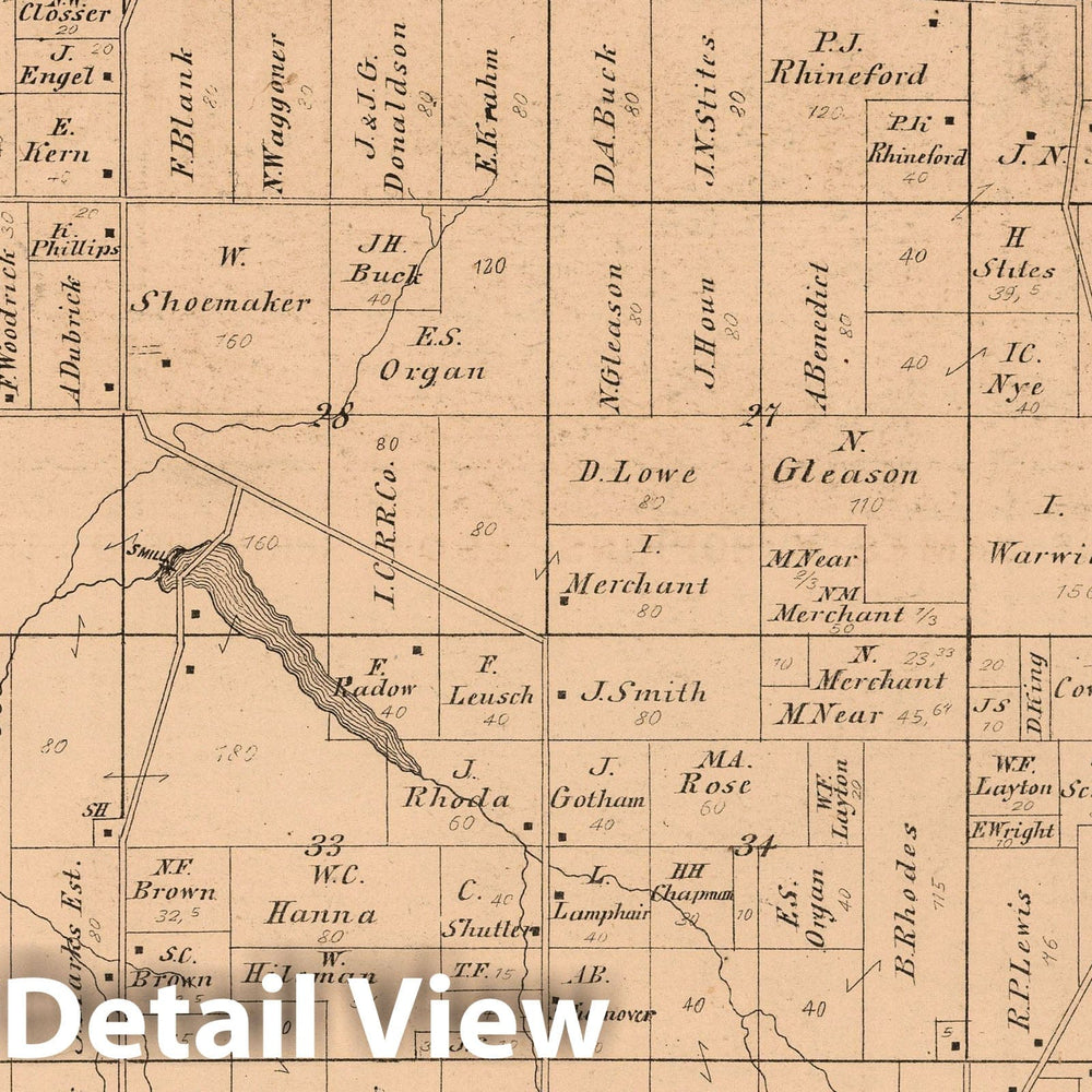 Historic Map : 1874 Springfield Township, Laporte County, Indiana. Springville. - Vintage Wall Art