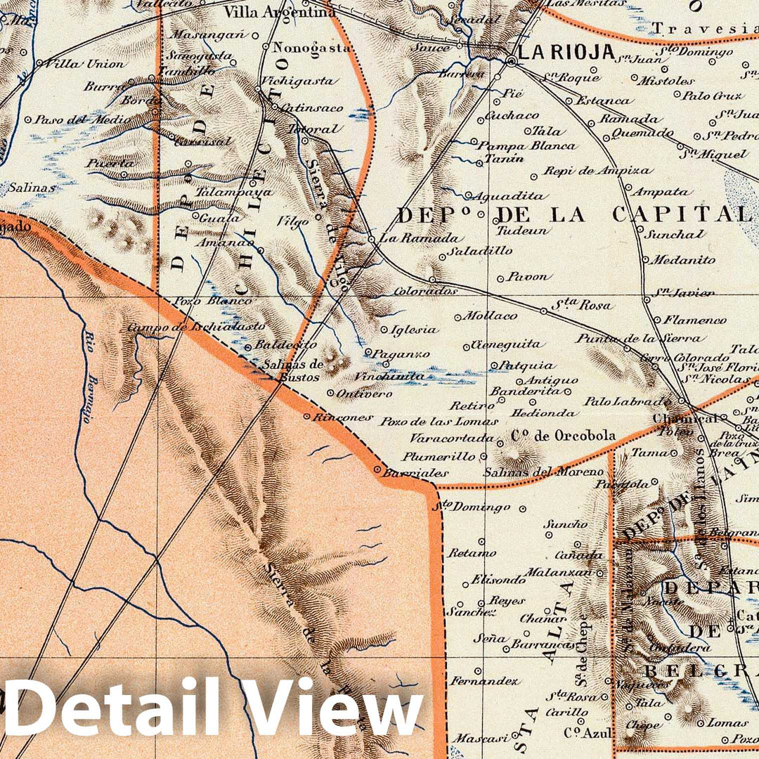 Historic Map : Argentina, La Rioja (Argentina : Province) 1888 Provincia de La Rioja. , Vintage Wall Art