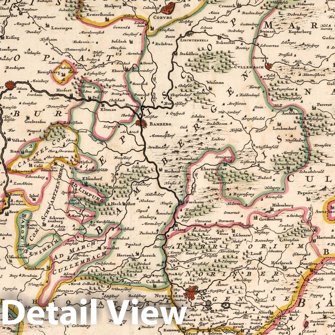 Historic Map : Wurtzburg , Germany 1682 Circulus Franconicus, in quo sunt Episcopatus, Wurtzburg, Bamberg et Aichstet. , Vintage Wall Art