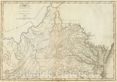 Historic Map : 1796 State of Virginia. - Vintage Wall Art
