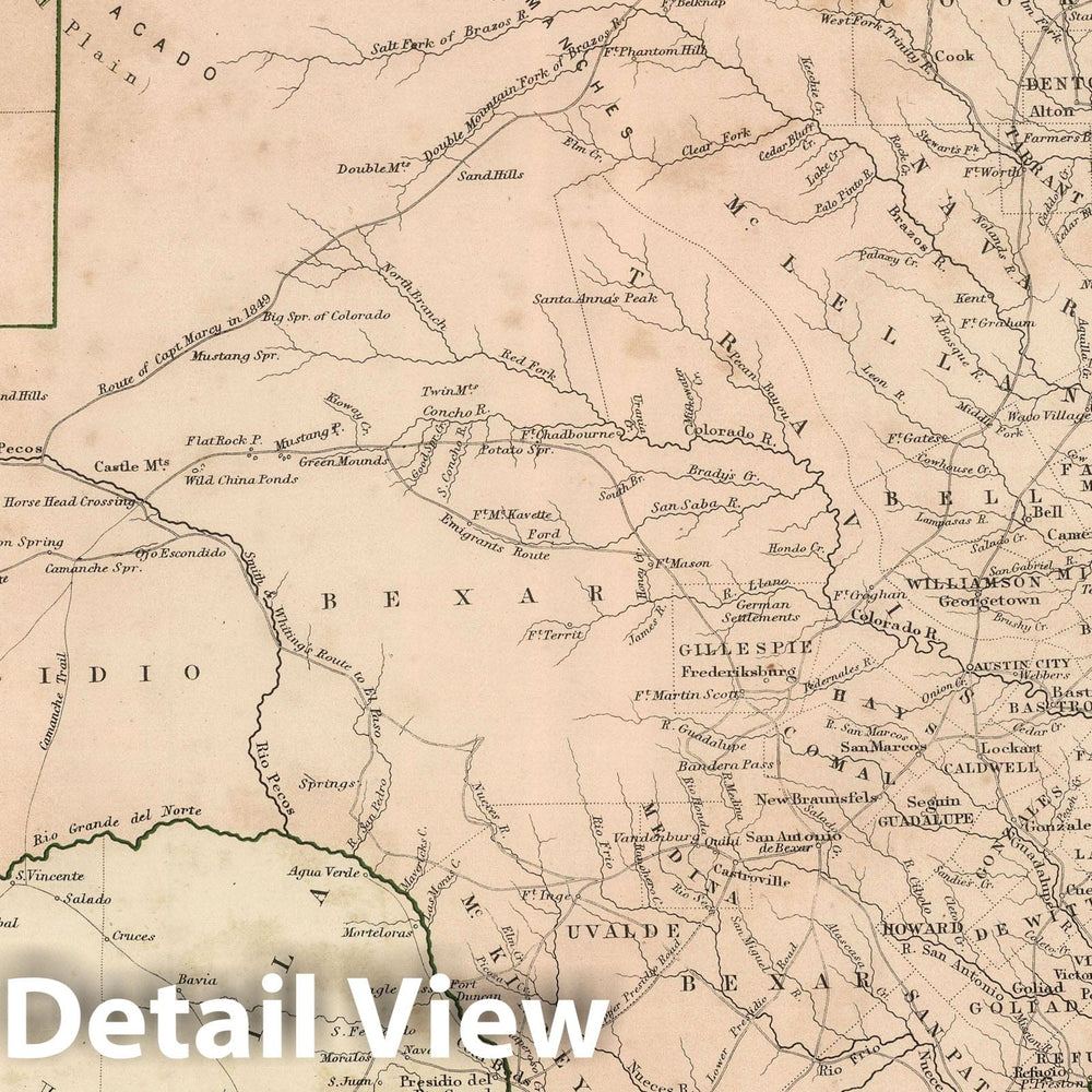 Historic Map : National Atlas - 1856 Texas, Part of New Mexico. - Vintage Wall Art