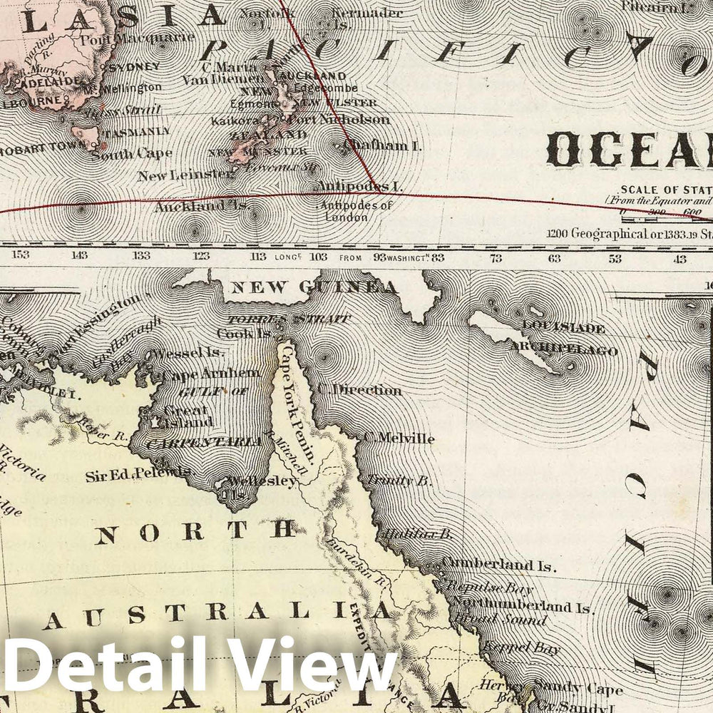 Historic Map : 1858 Oceanica, Australia, New Zealand. - Vintage Wall Art