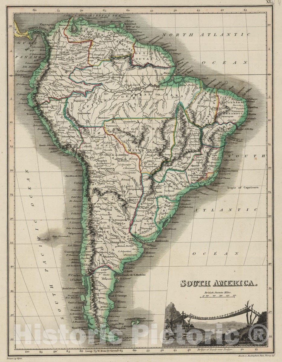 Historic Map : 1824 South America v2 - Vintage Wall Art