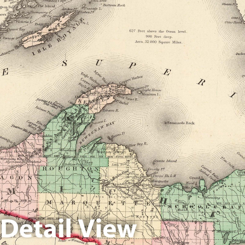 Historic Map : 1874 Northern Michigan. - Vintage Wall Art