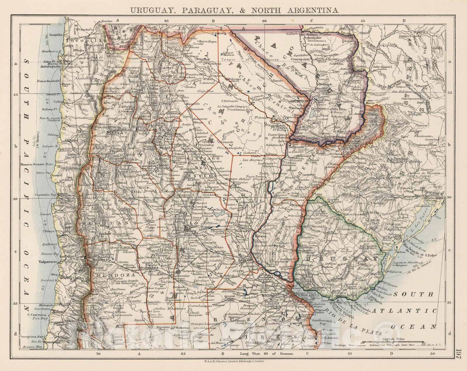 Historic Map : 1906 Uruguay, Paraguay, North Argentina. - Vintage Wall Art