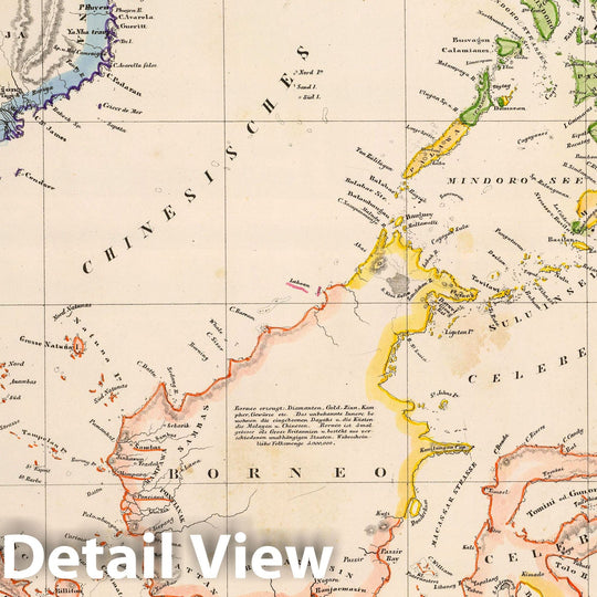 Historic Map : Indonesia; Philippines, Southeast Asia, East Indies 1855 Ostindischen Inseln. , Vintage Wall Art