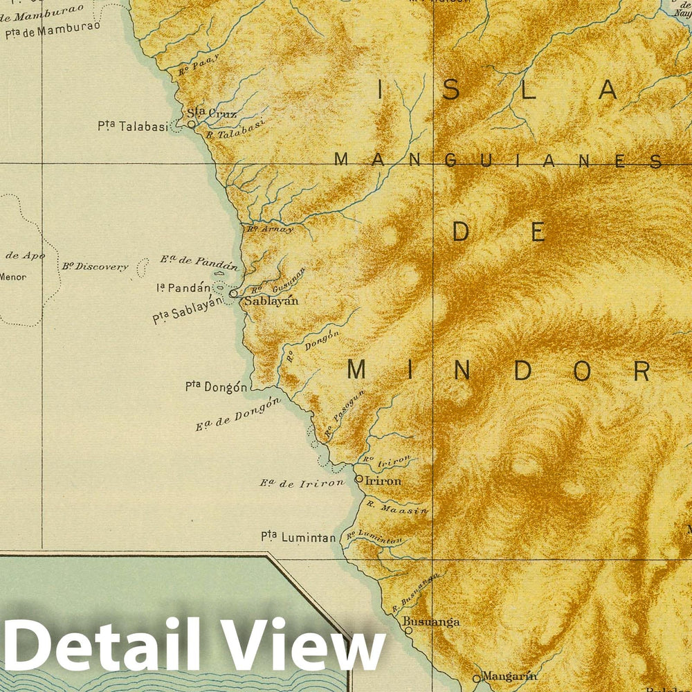 Historic Map : Philippines, 1899 No. 15. Mindoro. , Vintage Wall Art