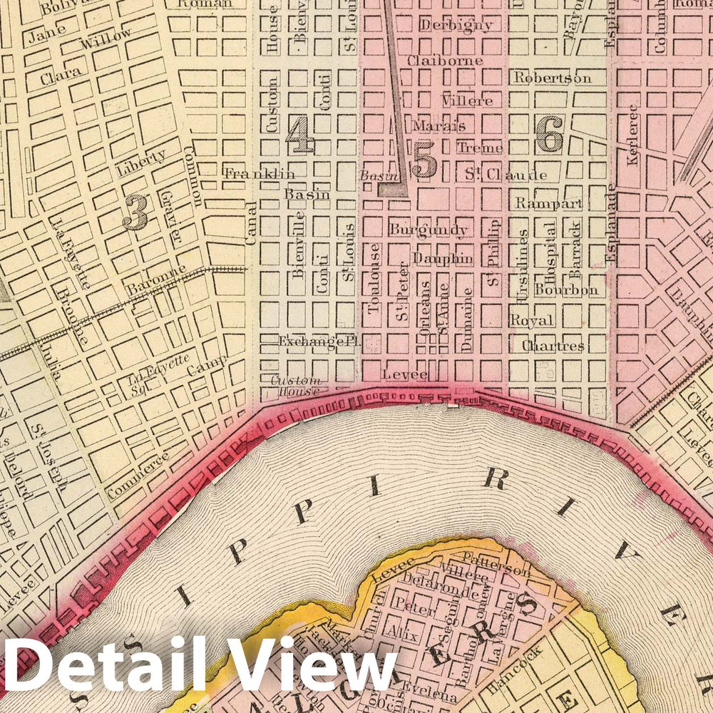 Historic Map : 1865 Plan of New Orleans - Vintage Wall Art