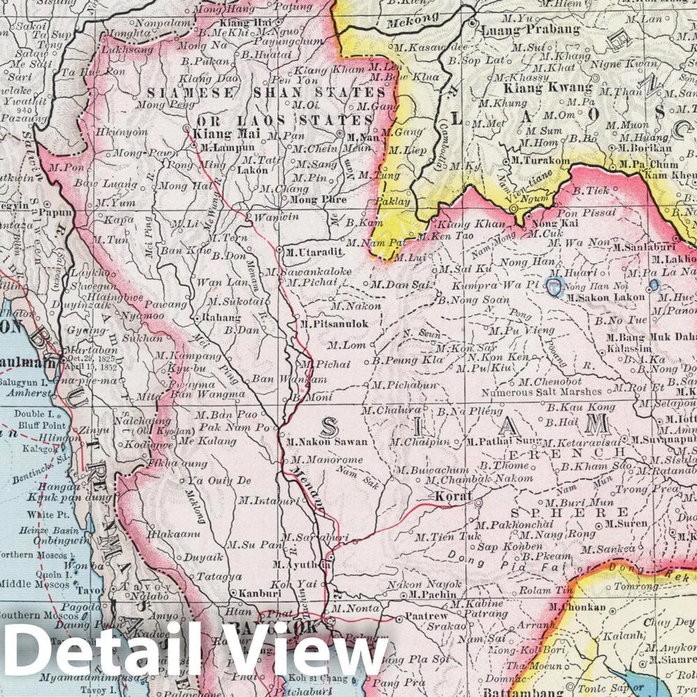 Historic Map : 1948 India, East including Burma (Myanmar), Siam (Thailand), and French Indo-China (Vietnam). - Vintage Wall Art