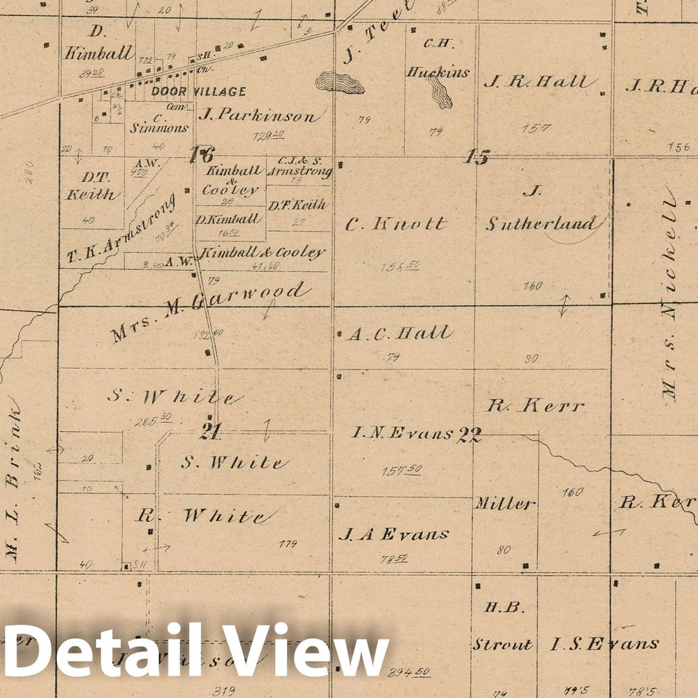 Historic Map : 1874 Scipio Township, Laporte County, Indiana. Holmesville. Byron. - Vintage Wall Art