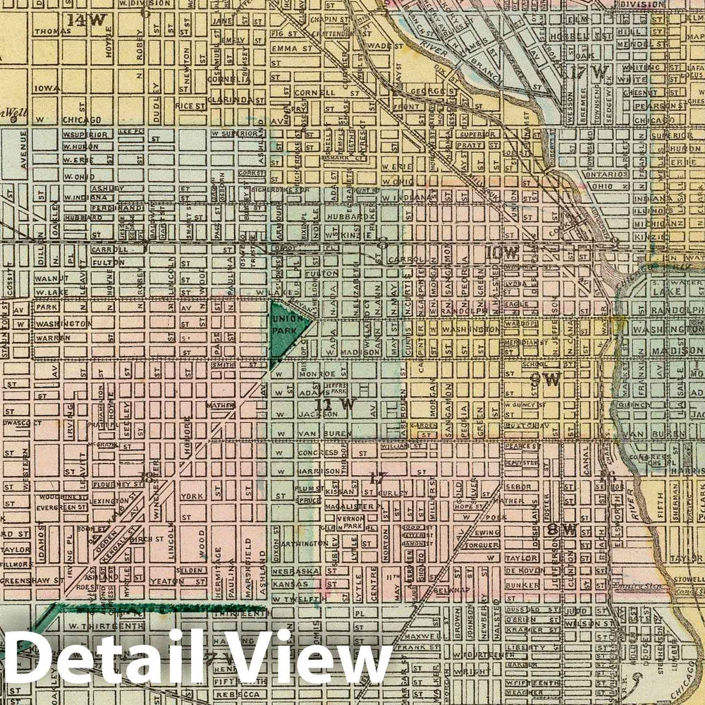 Historic Map : 1876 Map of Chicago City. - Vintage Wall Art