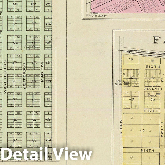 Historic Map : 1887 Kickapoo, Linwood, Fairmount, Reno, Lenape, Fall Leaf and Jarbalo. - Vintage Wall Art