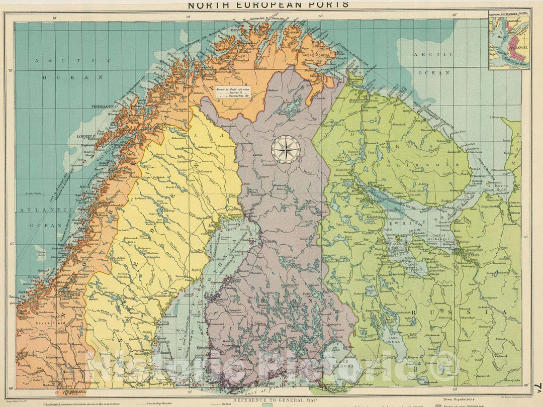 Historic Map : 1922 N. European ports. - Vintage Wall Art