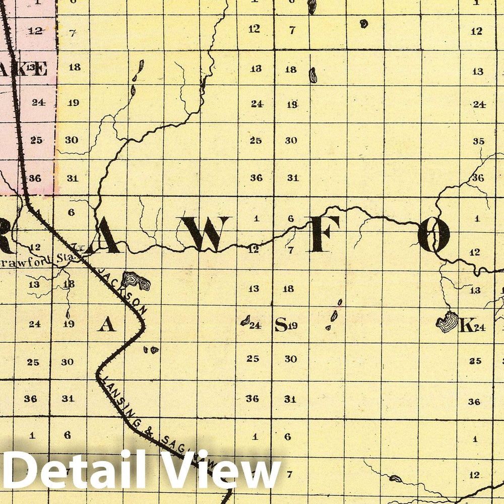 Historic Map : 1873 (Map of Crawford County, Michigan) - Vintage Wall Art