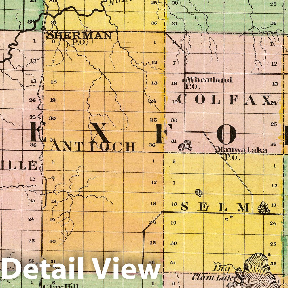 Historic Map : 1873 (Map of Wexford County, Michigan) - Vintage Wall Art