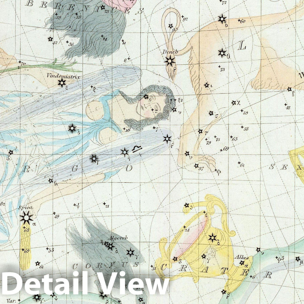 Historic Map : Celestial Atlas - 1844 Anno 1830. No. 3. March, April, May. - Vintage Wall Art