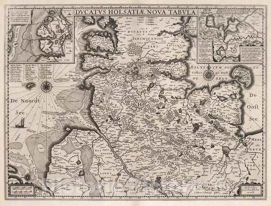 Historic Map : Holstein , Germany 1630 Ducatus Holsatiae Nova Tabula. , Vintage Wall Art