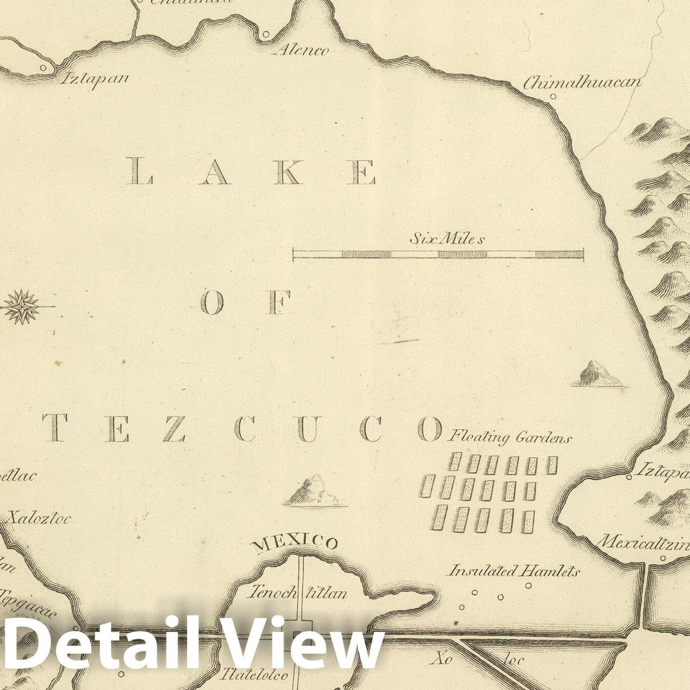 Historic Map : 1824 Lakes of Mexico. - Vintage Wall Art