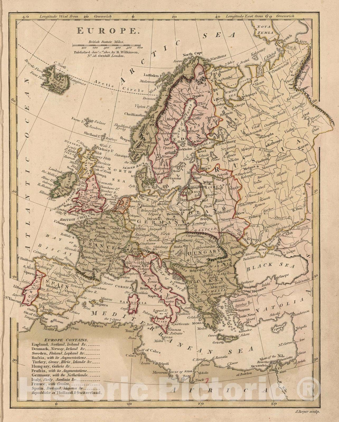 Historic Map : 1808 Europe. v1 - Vintage Wall Art