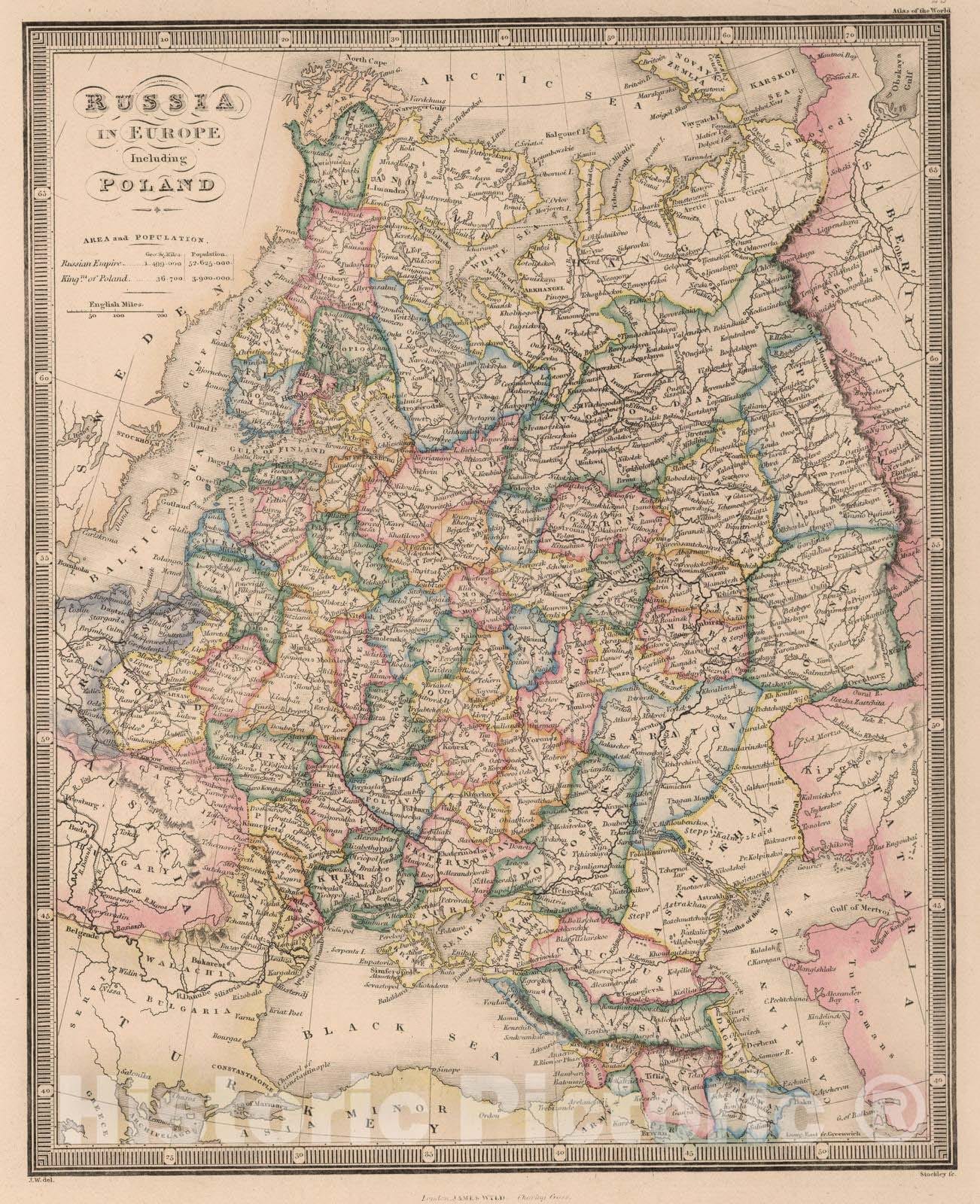 Historic Map : 1864 Russia in Europe including Poland - Vintage Wall Art