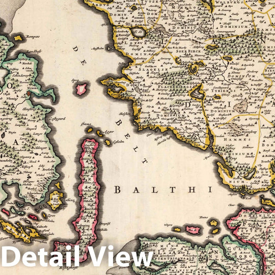 Historic Map : Denmark, 1682 Insularum Danicarum ut Zee-landiae, Fioniae, Langelandiae, Lalandis, Falstriae, Fembriae, Monae. , Vintage Wall Art