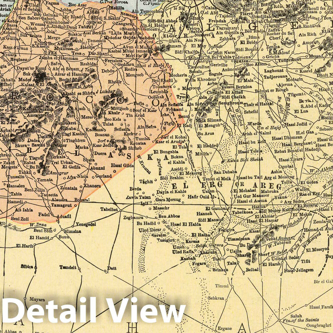 Historic Map : 1901 Northwest Africa, Morocco, Algeria, and Tunis. Barbary States - Vintage Wall Art