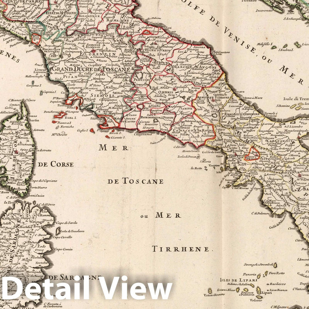 Historic Map : Italy, 1708 L'Italie. , Vintage Wall Art