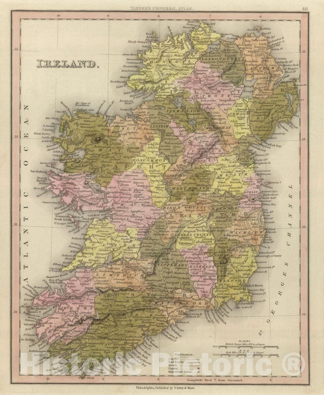 Historic Map : 1845 Ireland. v1 - Vintage Wall Art