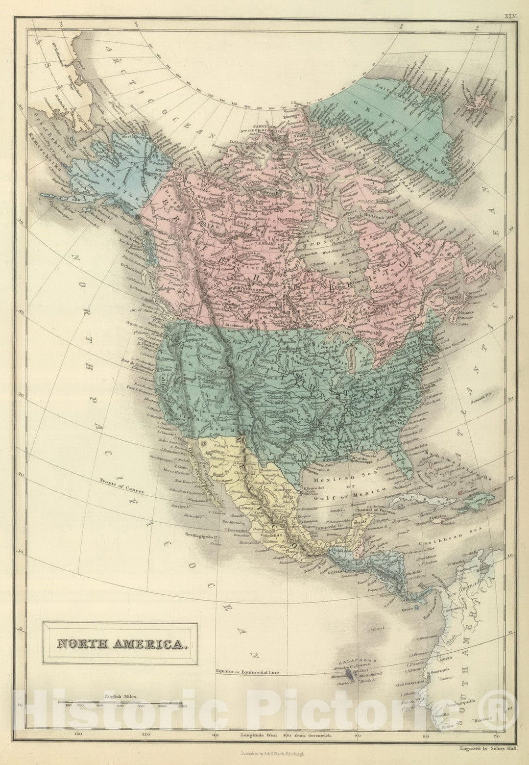 Historic Map : 1854 North America : Vintage Wall Art