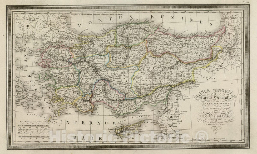 Historic Map : Cyprus; Turkey, 1826 Asiae Minoris Mappa Generalis ad Caesarum Tempus. , Vintage Wall Art