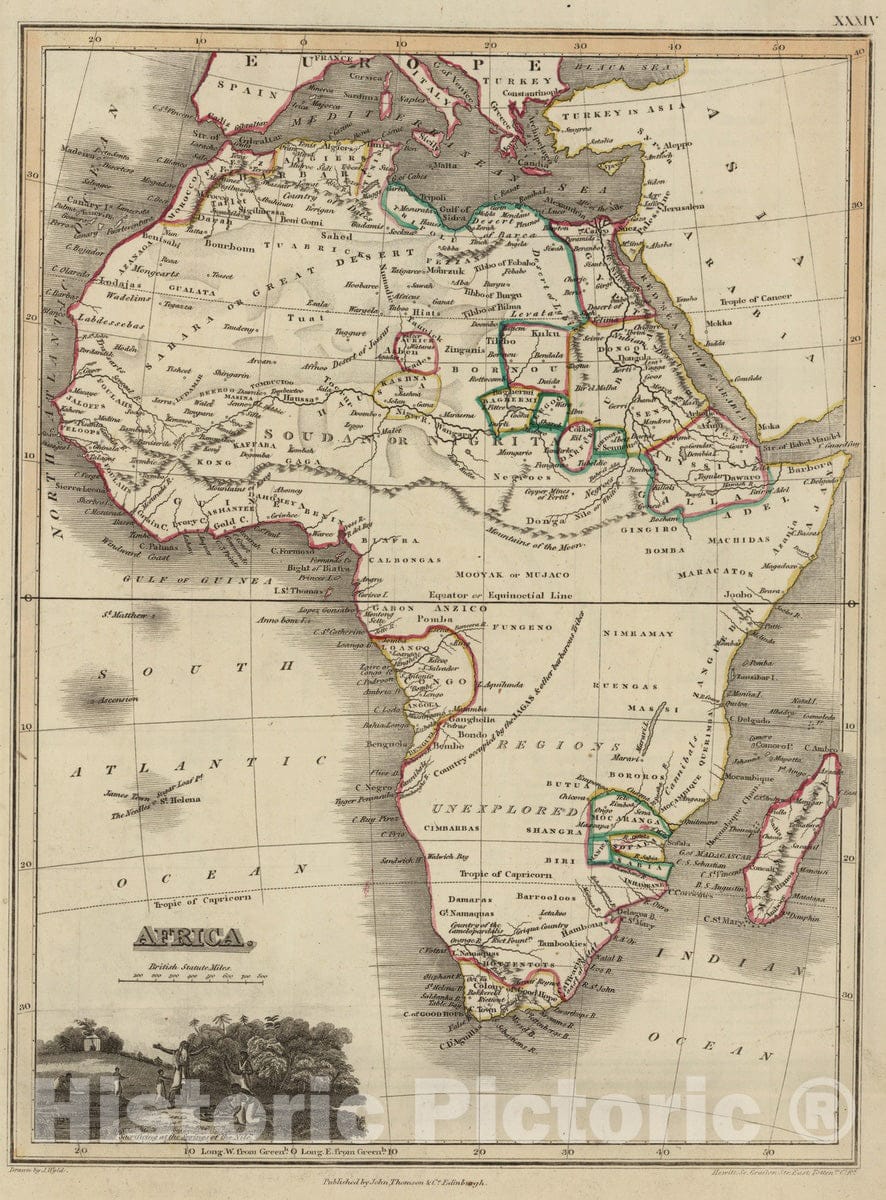 Historic Map : 1824 Africa : Vintage Wall Art