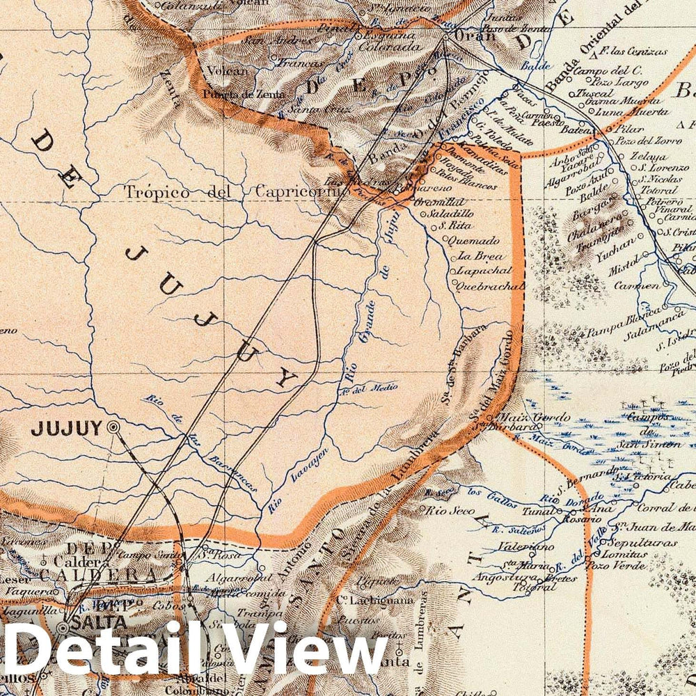 Historic Map : Argentina, Salta (Argentina : Province) 1888 Provincia de Salta. , Vintage Wall Art