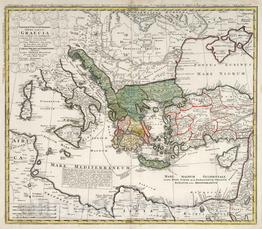 Historic Map : Greece, Mediterranean 1741 Imperii Turcici Europaei Terra imprimis Graecia. , Vintage Wall Art