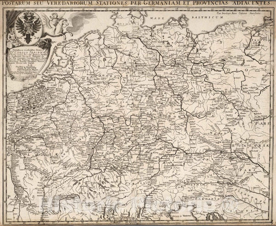 Historic Map : Netherlands, 1711 27. Carte des Postes d'Allemagne. 1711. , Vintage Wall Art