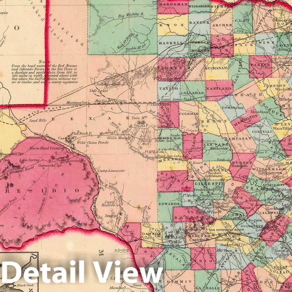 Historic Map : 1860 Texas. v2 - Vintage Wall Art