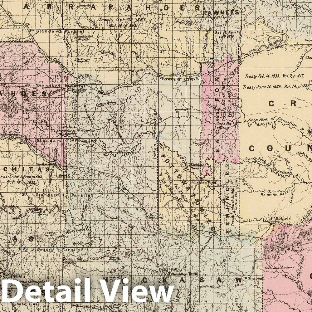 Historic Map : 1880 Indian Terr. - Vintage Wall Art