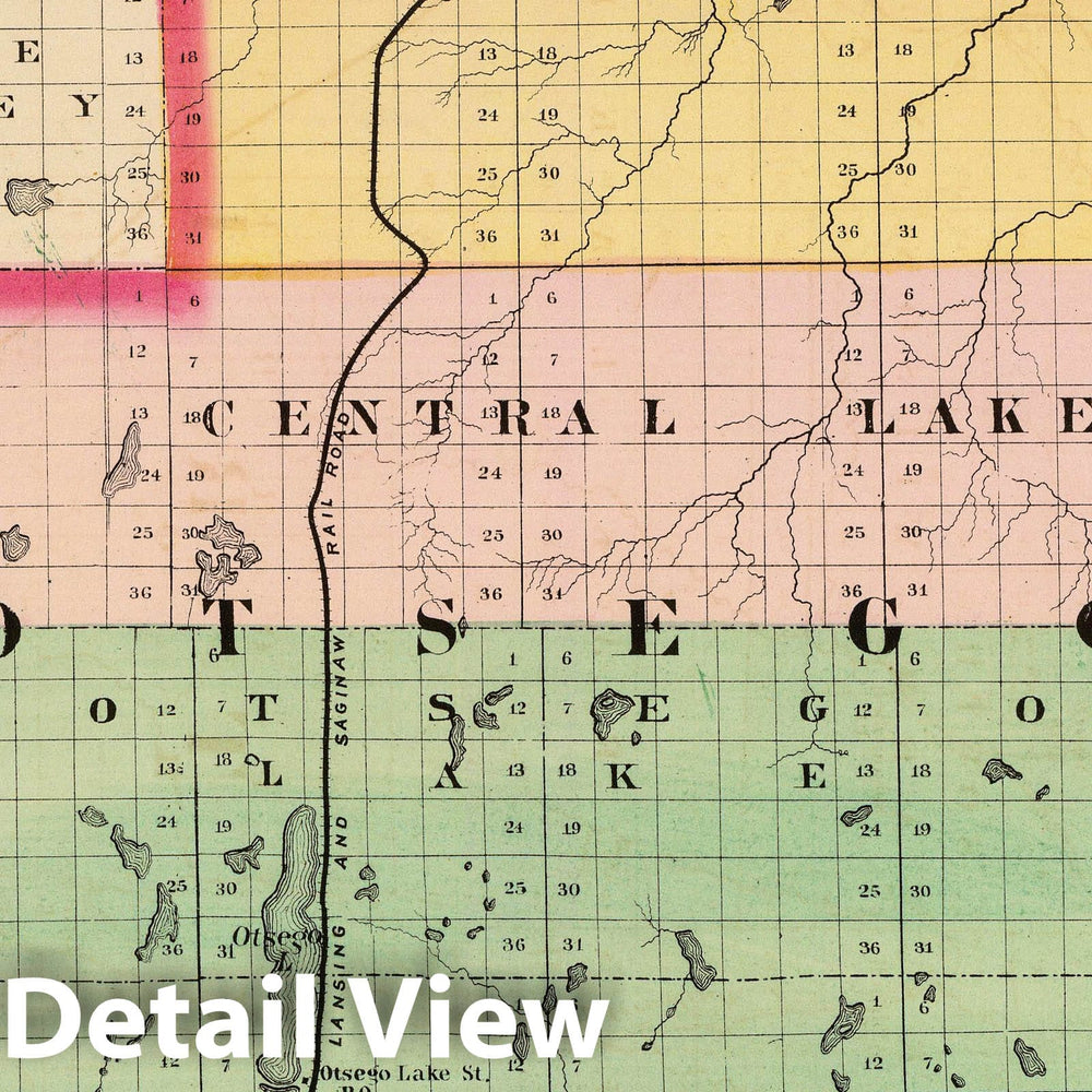 Historic Map : 1873 (Map of Otsego County, Michigan) - Vintage Wall Art