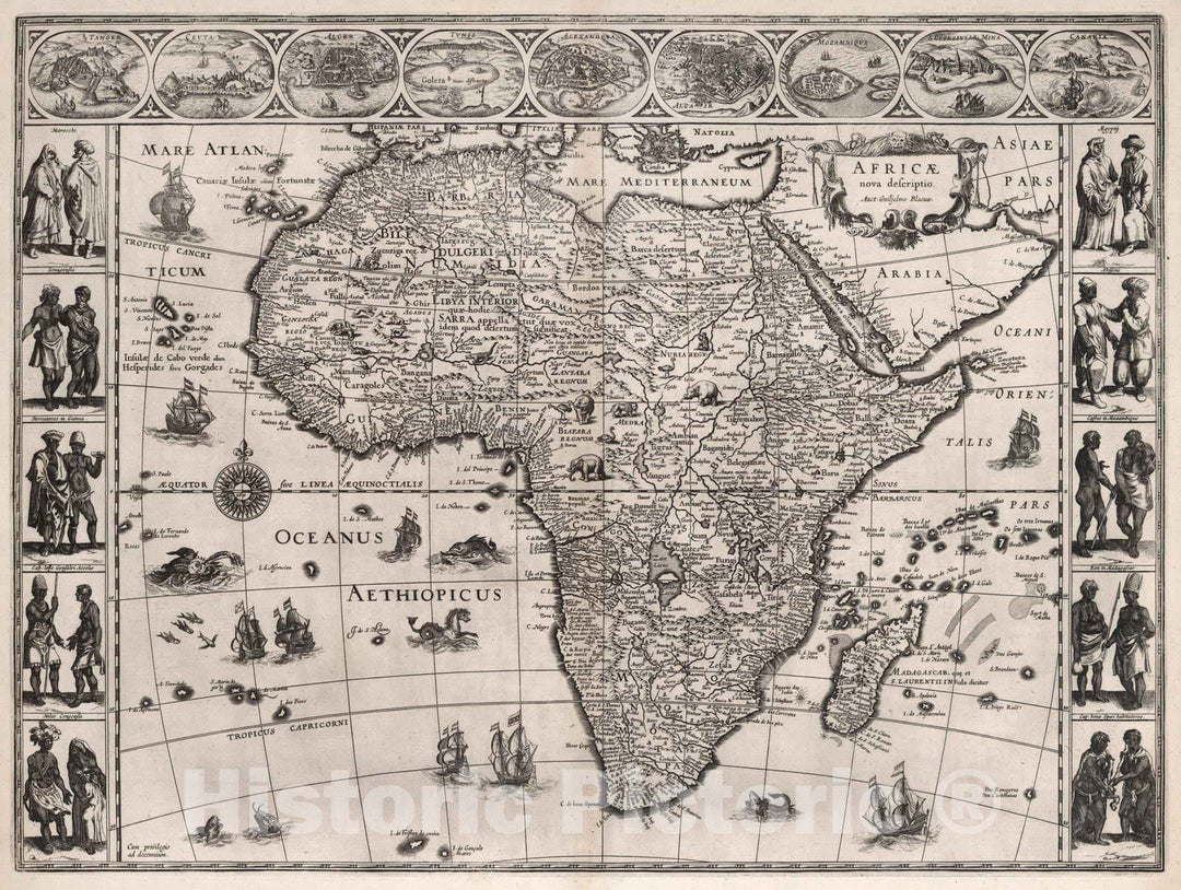 Historic Map : 1630 Africae nova - Vintage Wall Art