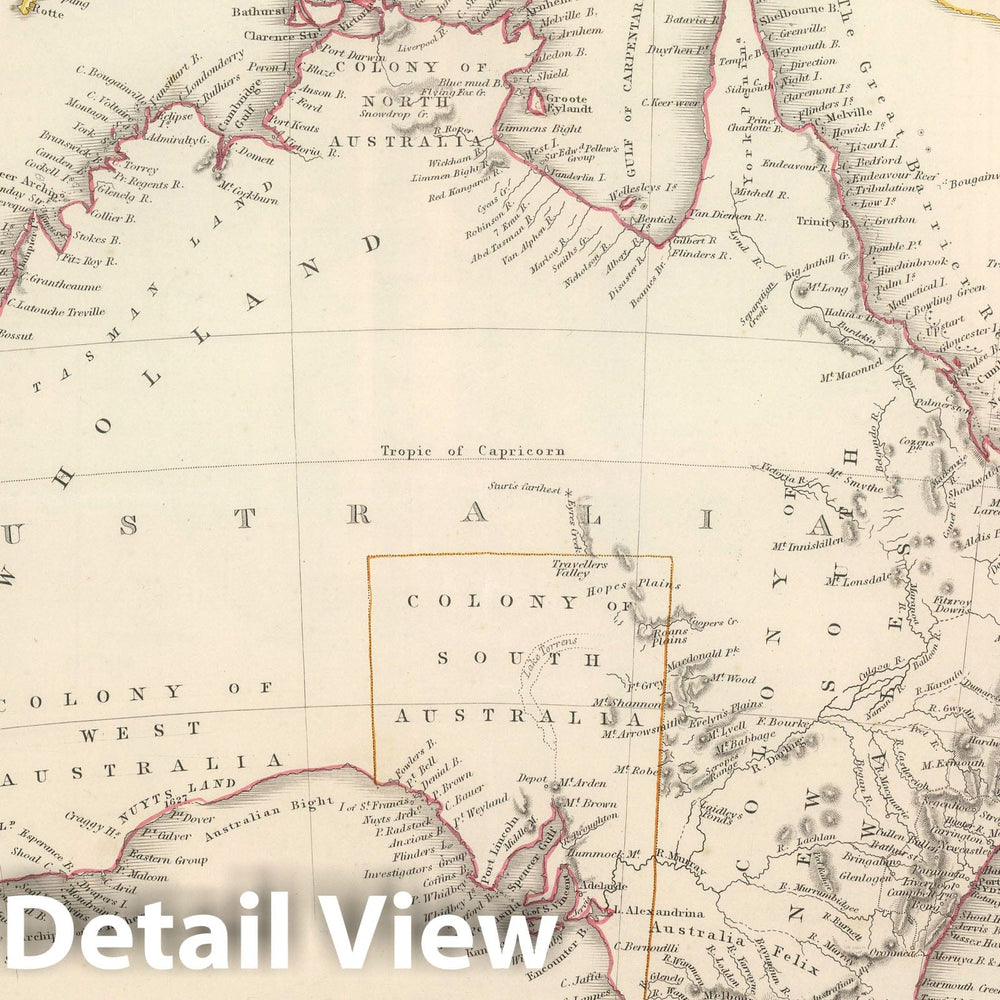 Historic Map : 1848 Australia and New Zealand. - Vintage Wall Art