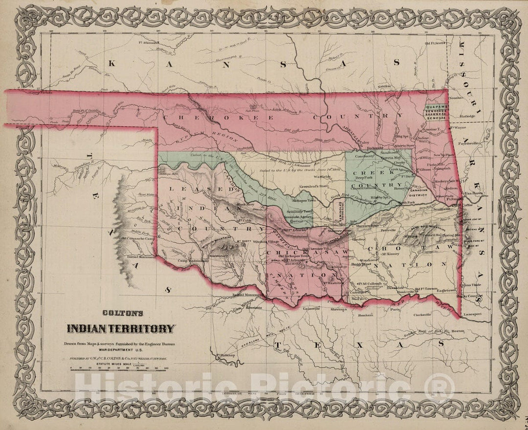 Historic Map : 1869 Indian Territories. - Vintage Wall Art