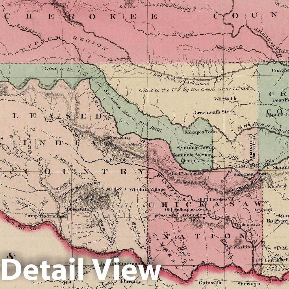 Historic Map : 1869 Indian Territories. - Vintage Wall Art