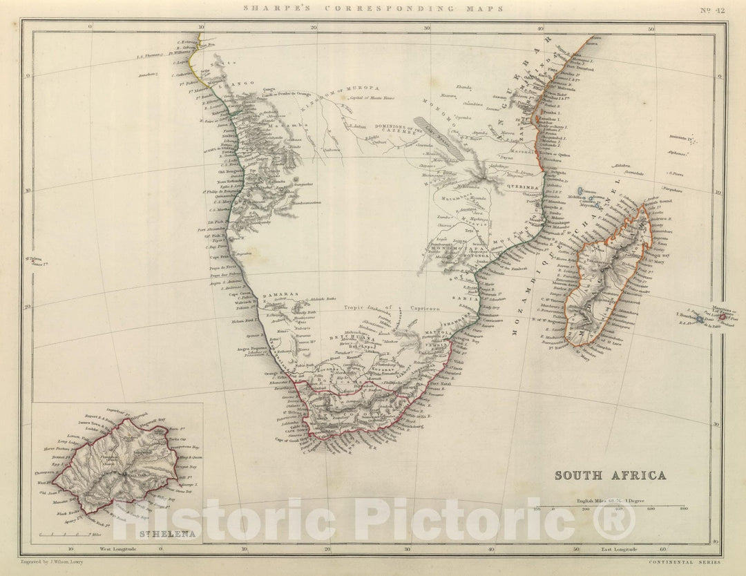 Historic Map : 1848 South Africa. - Vintage Wall Art