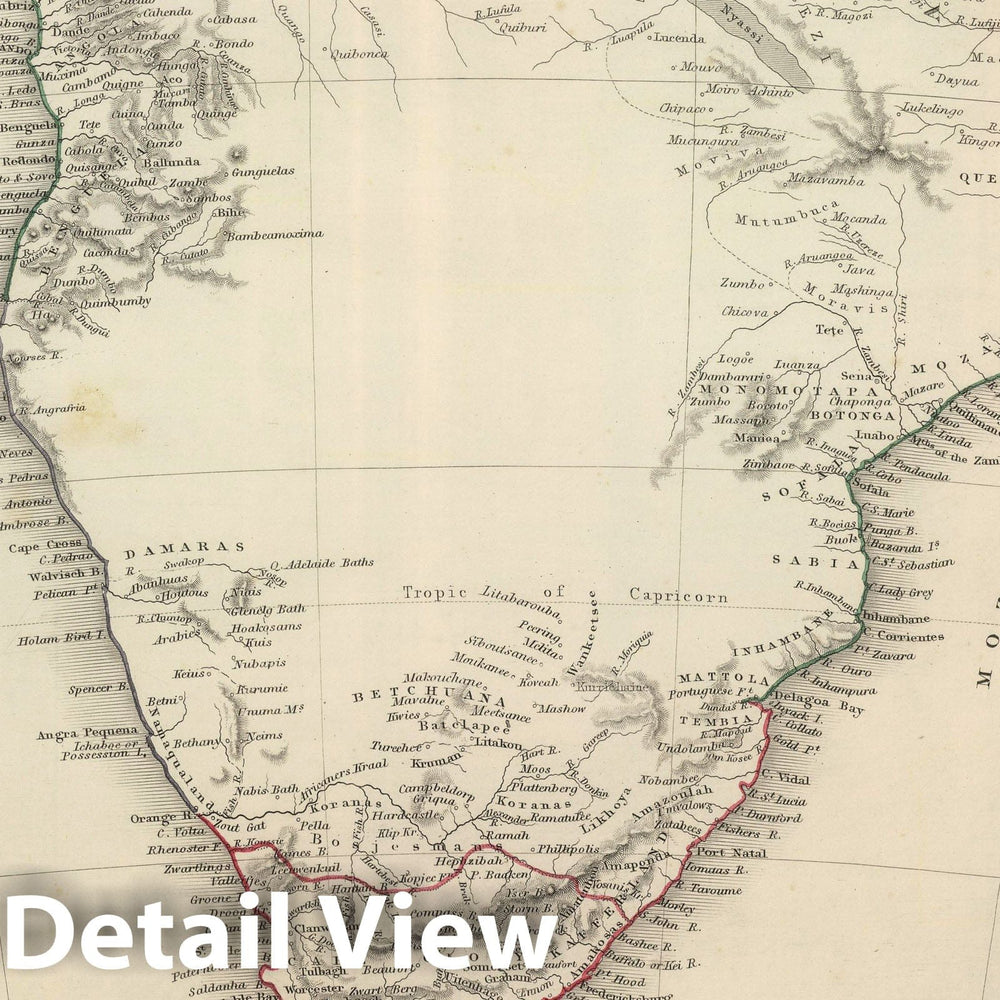 Historic Map : 1848 South Africa. - Vintage Wall Art