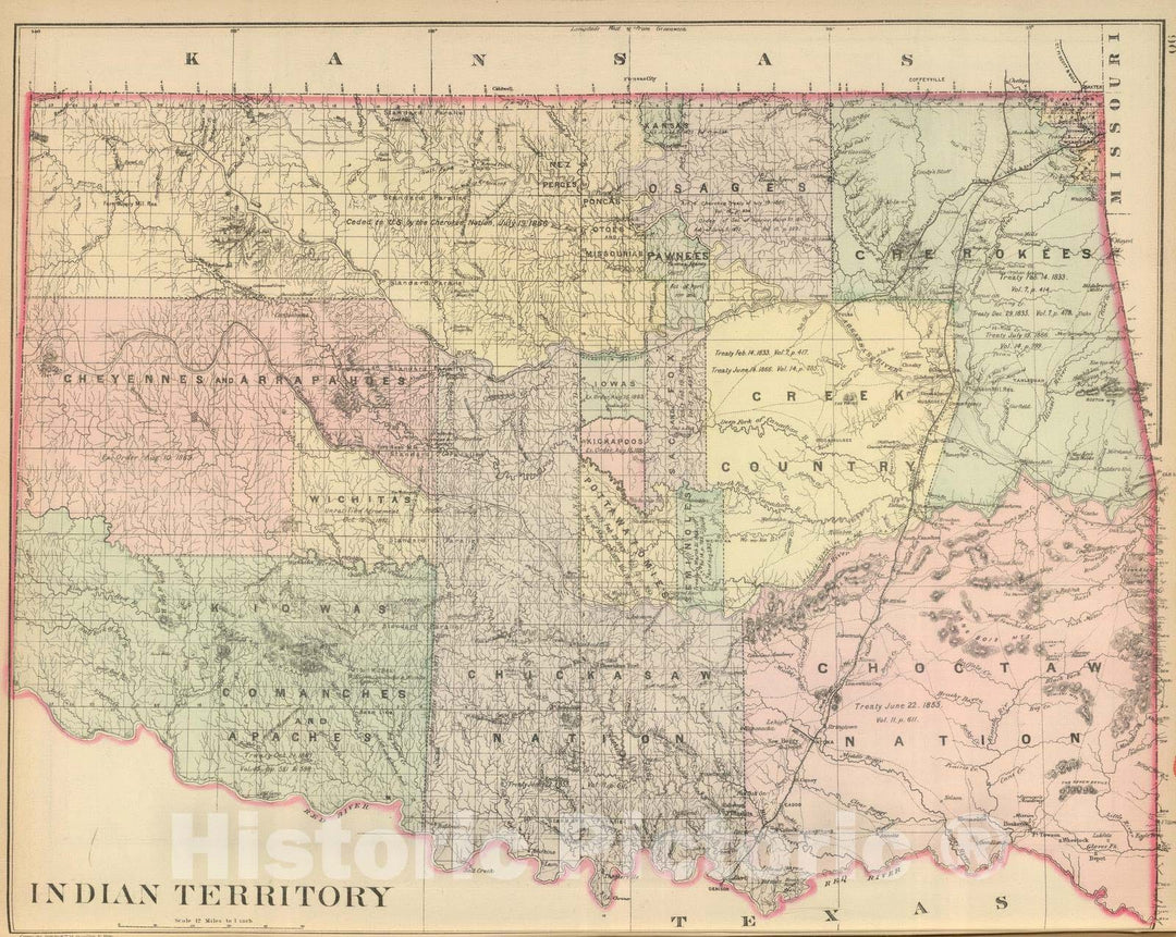 Historic Map : 1886 Indian Territory. v1 - Vintage Wall Art