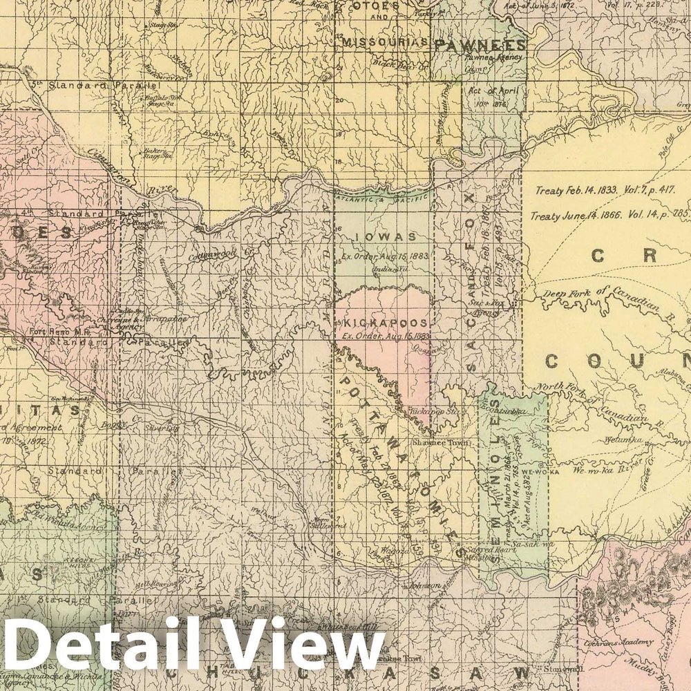 Historic Map : 1886 Indian Territory. v1 - Vintage Wall Art