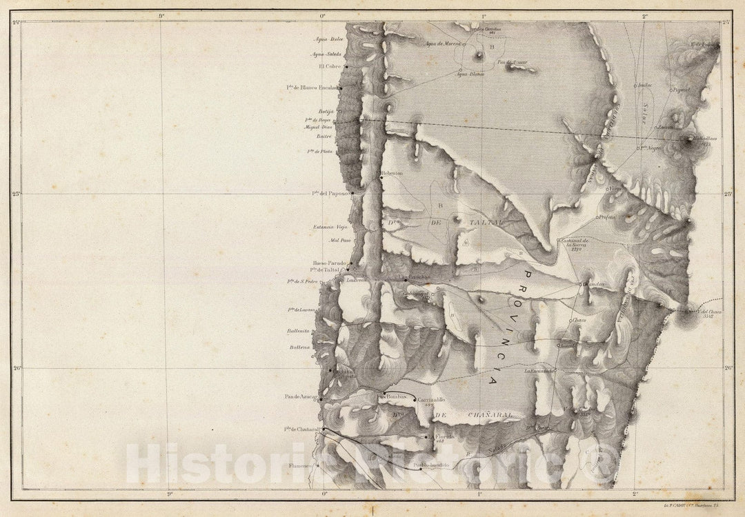 Historic Map : Chile, 1884 (Mapa de la Republica de Chile 2) , Vintage Wall Art